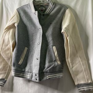 Hilfiger Denim Grey and Cream Baseball Jacket. NWOT